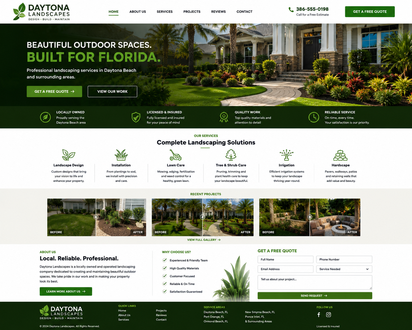 Landscaping website preview